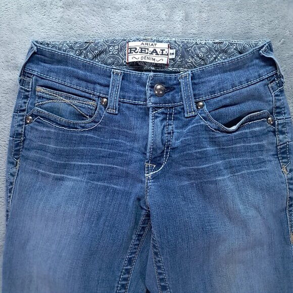 Ariat REAL Denim Jeans Women 29x30, Tag 29 S Blue Stretch Whipstitch Bootcut - Picture 3 of 15